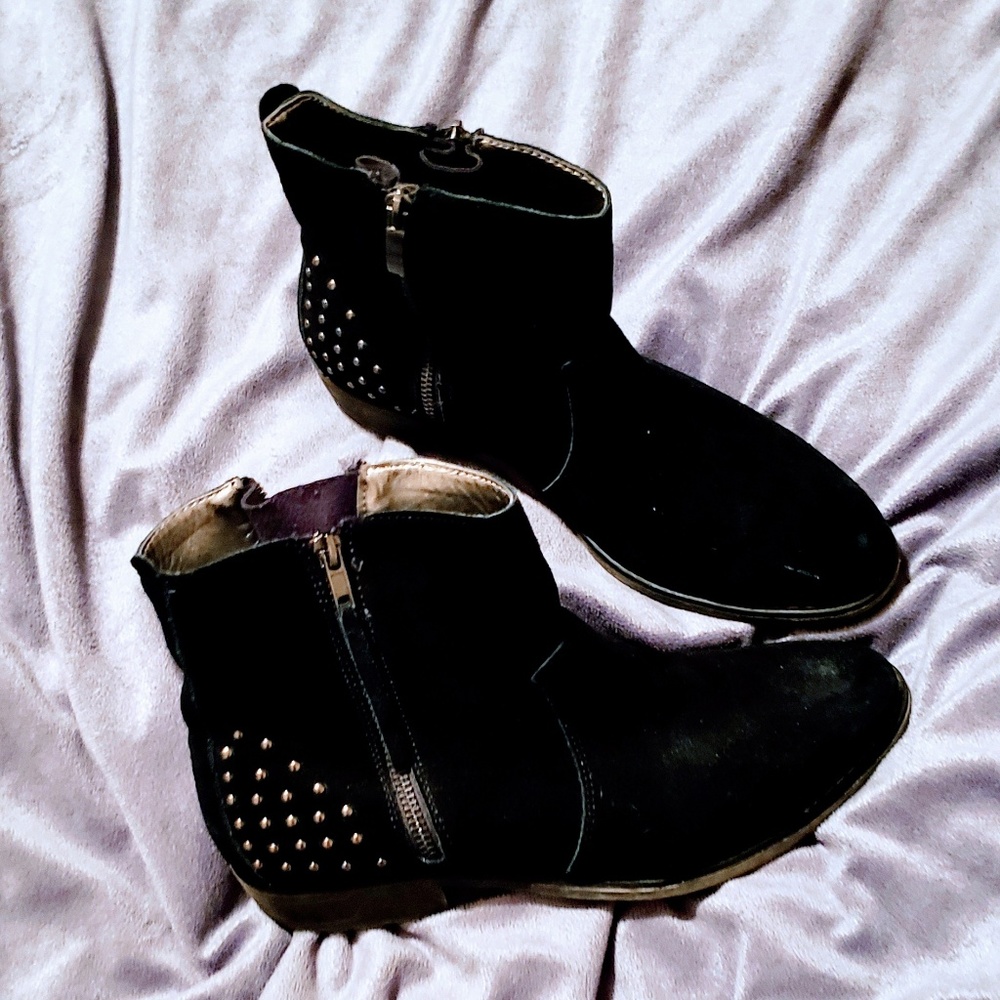 Black Studded Ankle Boots, SZ 9
